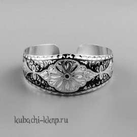 Серебряный браслет Кубачи с черненым узором - БР173