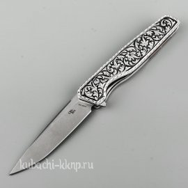 Выкидной подарочный нож из серебра  - кн26