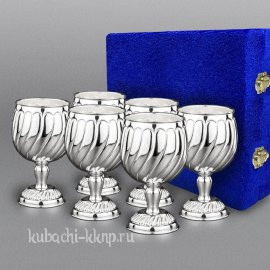 Набор из шести бокалов для коньяка или бренди  925 пробы 