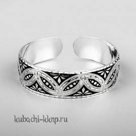 Кубачинский браслет из серебра с капельками черни - БР218