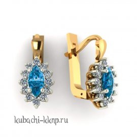 Овальные серьги с искусственным топазом - 00046-4e