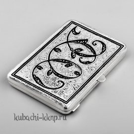 Портсигар из серебра с кубачинским орнаментом - пдс004