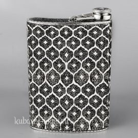 Серебряная фляга «Эксклюзив»  с откидной крышкой - фл060