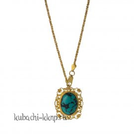 Серебряная подвеска с цепью в позолоте с искусственной бирюзой - Ag-подв4
