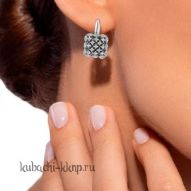Серебряные серьги с фианитами Кубачи - яс27