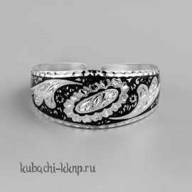 Серебряный браслет Кубачи с цветочным орнаментом - БР13