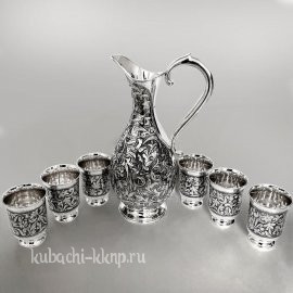 Серебряный набор для воды с шестью стаканами 