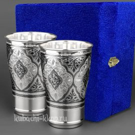 Набор из двух больших серебряных стаканов - ст010-2