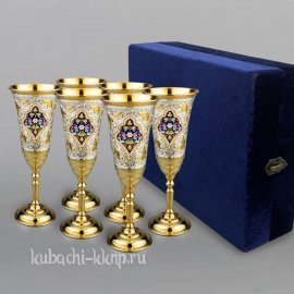 Набор из 6-х серебряных Фужеров для шампанского или вина - ф093а-6