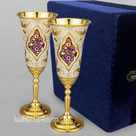 Набор серебряных Фужеров для шампанского или вина - ф0034-2