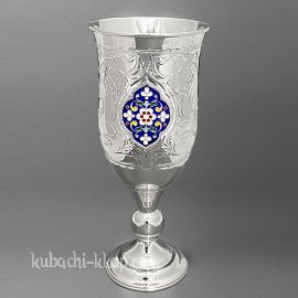 Серебряный фужер для вина  с эмалью - Ф115