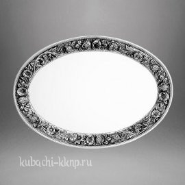 Большой овальный серебряный поднос  - пдн065