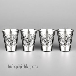Набор кубачинских серебряных стопок  «На четверых», 40 мл - нс017