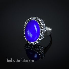 Кольцо с искусственным лазуритом в оправе Косичка - к246
