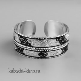 Серебряный браслет страдиционным кубачинским орнаментом - БР178
