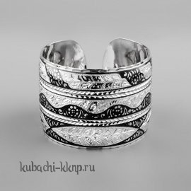 Серебряный женский браслет широкий 