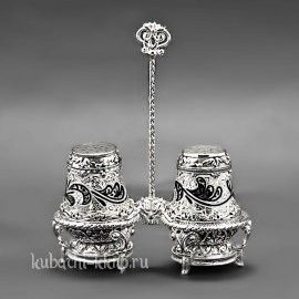 Серебряный набор для специй на красивой подставке - с003