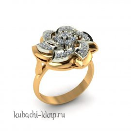Золотое кольцо с фианитами 