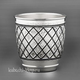 Серебряный стакан с строгим орнаментом, 200 мл - ст011