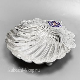 Серебряная икорница с эмалью - ик030