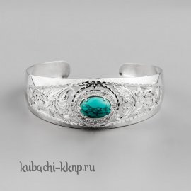Серебряный женский браслет с искусственной бирюзой - БР93