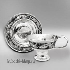 Кофейная чашка с блюдцем из серебра - ЧП025