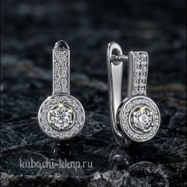 Серьги серебряные 925 с камнями круглые - с962