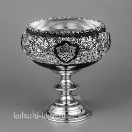 Серебряная конфетница с оксидровкой «Грация» - кф125