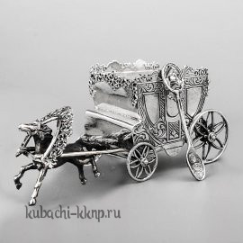 Серебряная солонка «Карета» с ложечкой ангелочком - с021