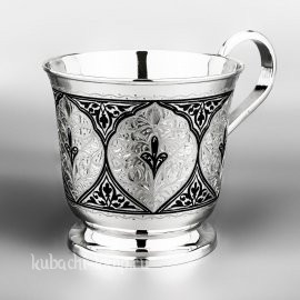 Большая кружка из серебра с арочным орнаментом, 450 мл - кр03