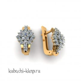 Серьги из белого и розового золота с фианитами - 00098e