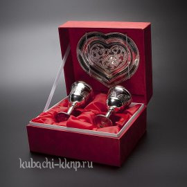 Набор серебряных рюмок на свадьбу  «Сердечко» - пн002