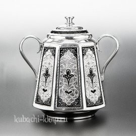 Серебряная сахарница с ручками 
