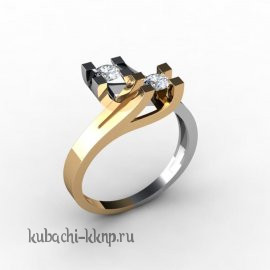 Кольцо из белого и желтого золота 
