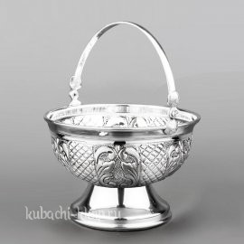 Серебряная конфетница с ручкой 