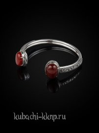 Браслет кубачи с натуральным сердоликом - бр6