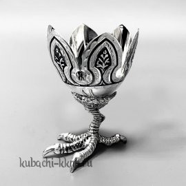 Серебряная подставка под яйцо (пашотница) на куриной ножке - пш024