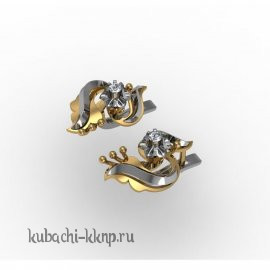 Серьги из золота 585 пробы с камнями - e00057