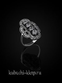 Серебряное кольцо Кубачи с фианитами 