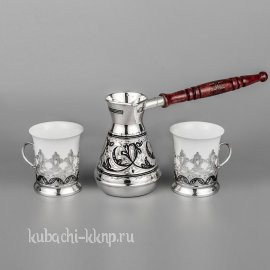 Серебряный кофейный набор с гравировкой, 145 мл и 70 мл - нкф02