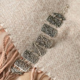 Серебряный звеньевой браслет филигрань - Ag-бр7