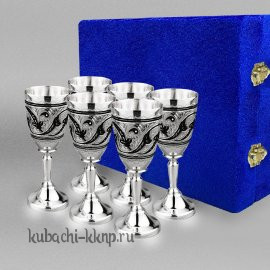 Набор серебряных рюмок то кубачинских мастеров - р095-6