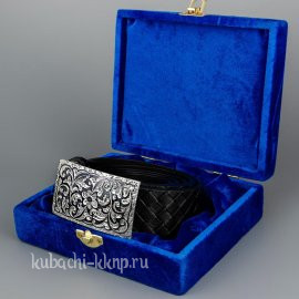 Ремень серебряный с кубачинским орнаментом и гравировкой - рм009