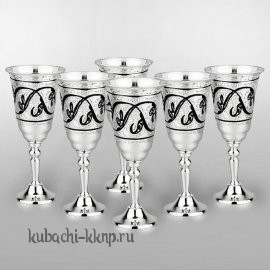 Набор изящных серебряных рюмок для водки - р104-6