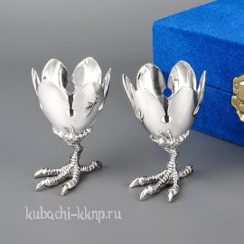 Набор серебряных гляннцевых пашотниц «Глянец» на оригинальной ножке - пш02-2