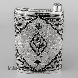 Фляга серебряная с двухсторонней гравировкой, 170 мл - фл069