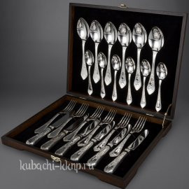 Десертный серебряный набор на шесть персон из серебра 925 пробы - sn020