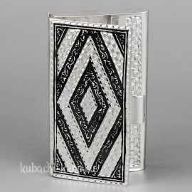 Серебряная визитница с геометрическим орнаментом - vzt08