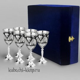 Набор из шести серебряных рюмок на 50 мл - р050-6