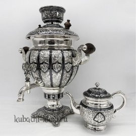 Серебряный самовар электрический с чайником 